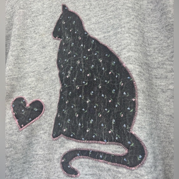 Vintage 90's Hanes Cat Lovers Embroidered Crewneck Swearshirt XL - Picture 3 of 5